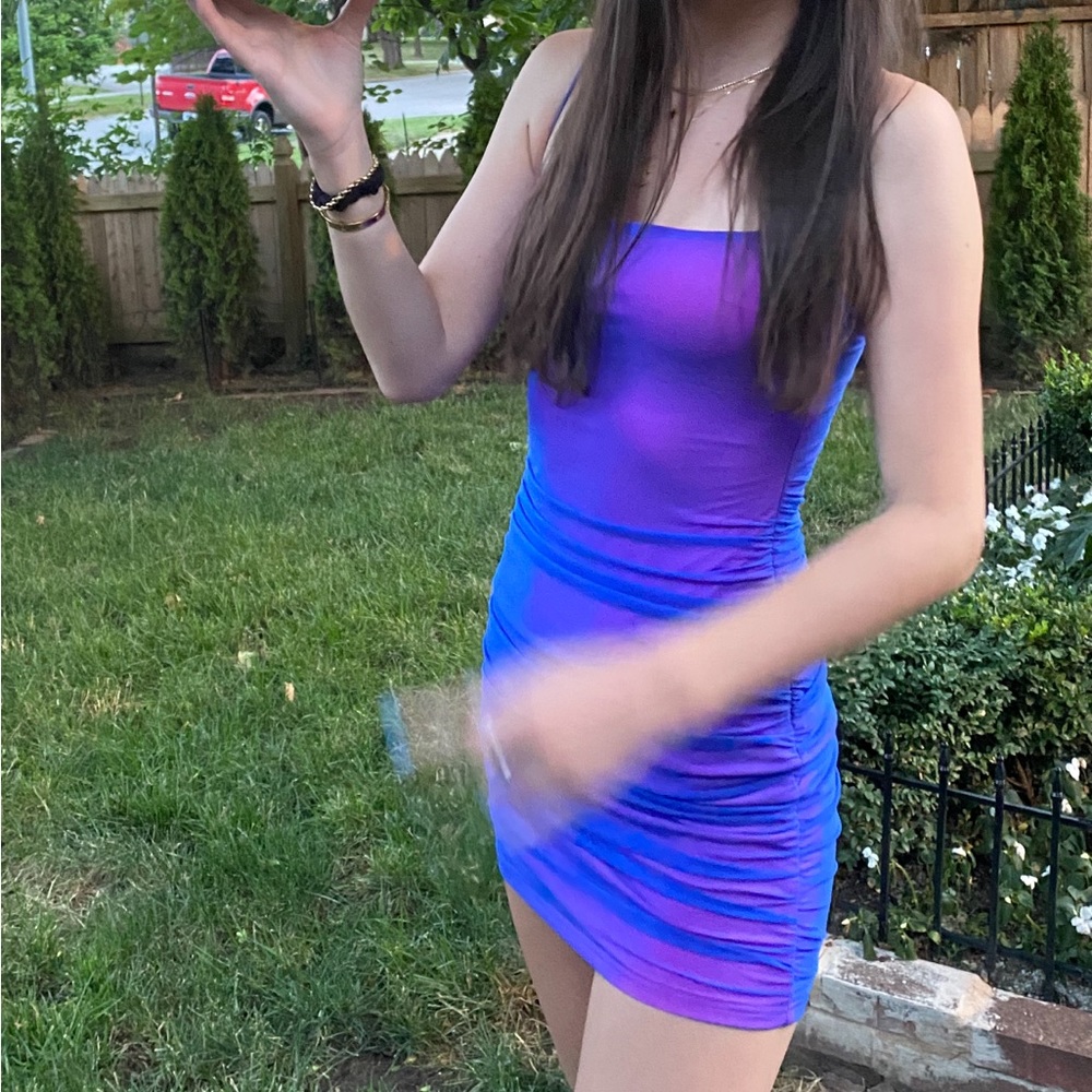 Blue/Pink/Purple superdown mini dress